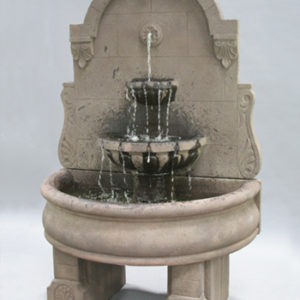 Bavarian Wall Fountain with Plain Basin and Pedestals